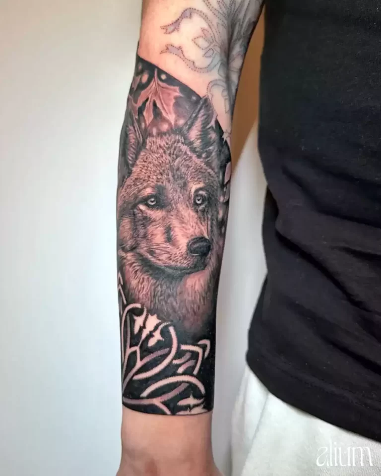 Coyote Tattoo in black ink