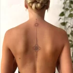 Sun tattoo on back of neck in fine line
