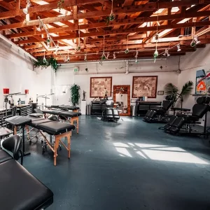 Wall art and decoration inside Alium Tattoo Studio in Los Angeles